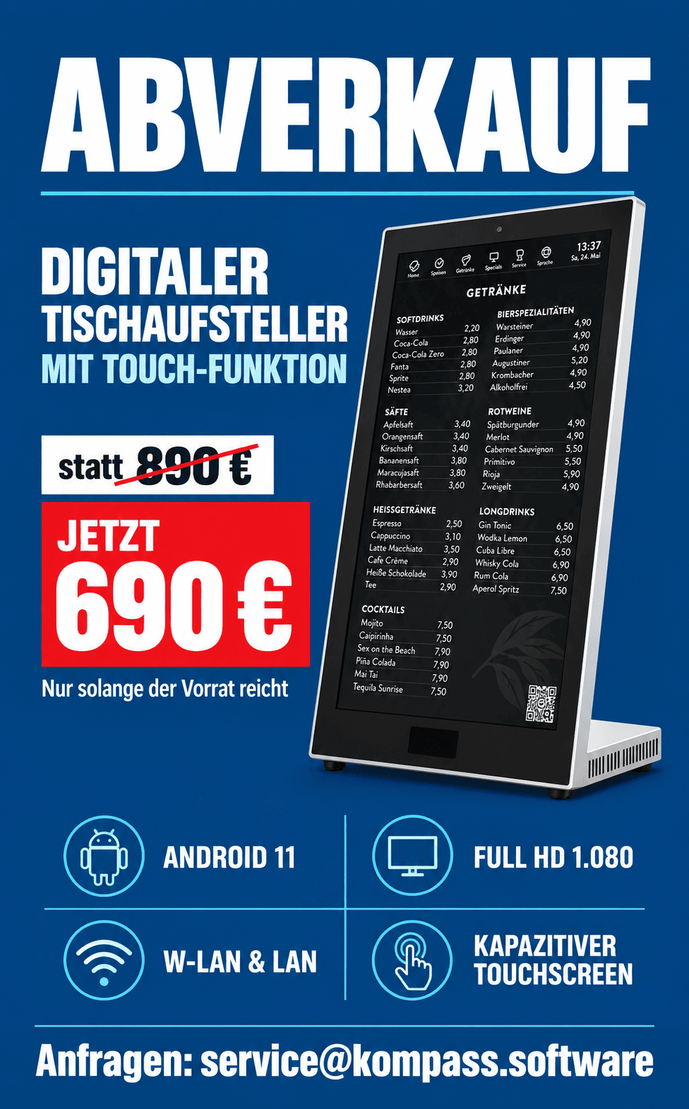Digital-Signage-Content für interaktive Tischaufsteller
